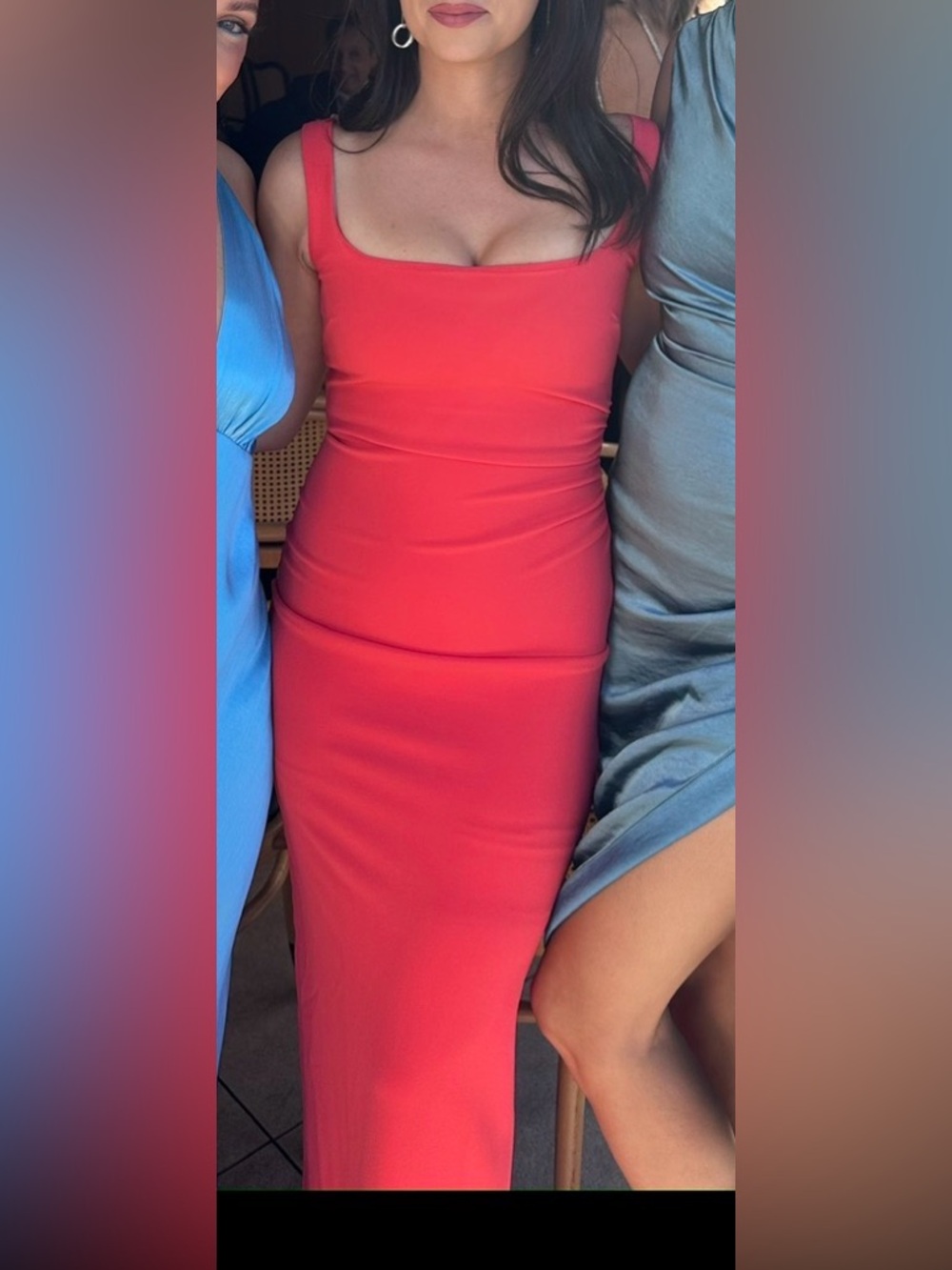 NOOKIE Glory Hown Fitted Red/Coral Midi Dress